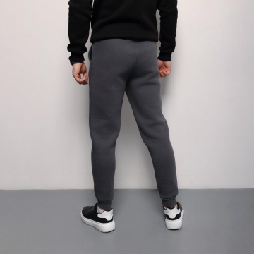 Теплые мужские спортивные штаны графит с манжетами Б-702