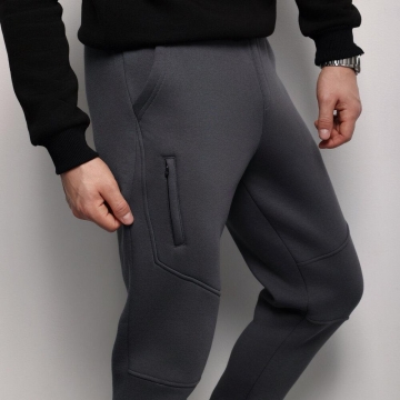 Теплые мужские спортивные штаны графит с манжетами Б-702