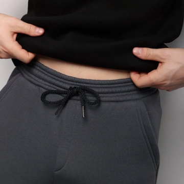 Теплые мужские спортивные штаны графит с манжетами Б-702