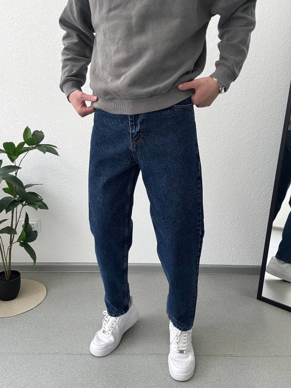Темно синие мужские стильные джинсы мом Д-867
