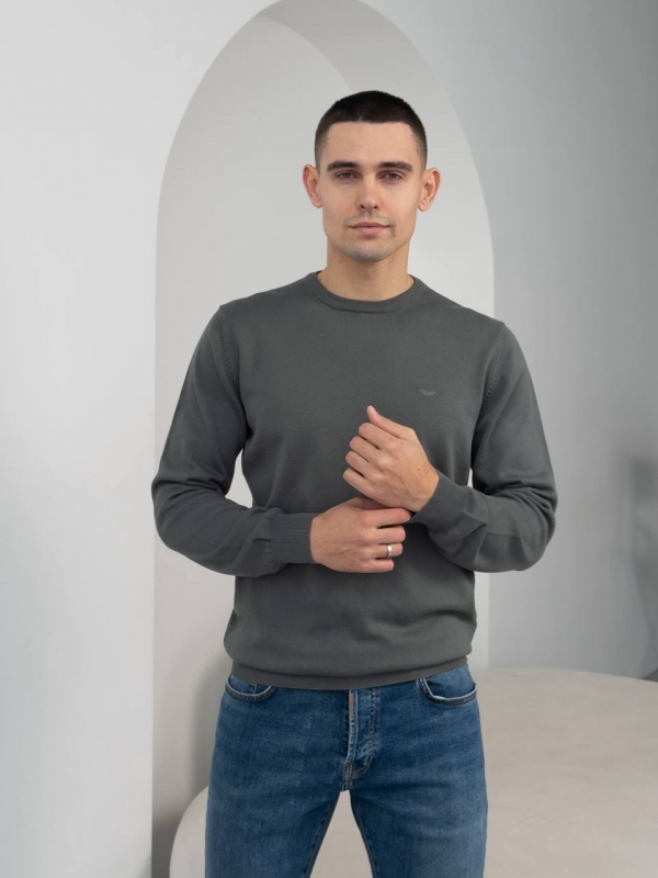 Темно серый мужской легкий весенний свитер Т-1362