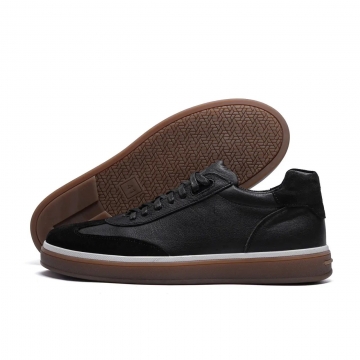 Стильні чорні чоловічі кеди з коричневою підошвою Т-1028