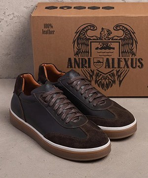 Мужские кожаные стильные коричневые кеды с коричневой подошвой Т-1029