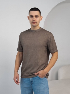 Трикотажная мужская футболка в светло коричневом оттенке Ф-1519