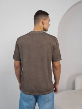 Трикотажная мужская футболка в светло коричневом оттенке Ф-1519