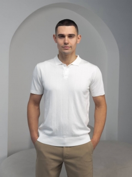 Белая футболка поло из вискозы на пуговицах Ф-1520