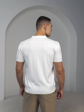 Белая футболка поло из вискозы на пуговицах Ф-1520