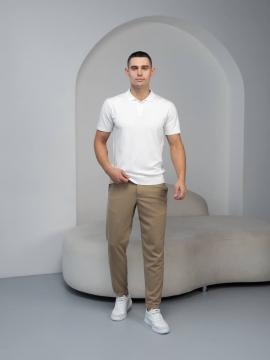 Белая футболка поло из вискозы на пуговицах Ф-1520