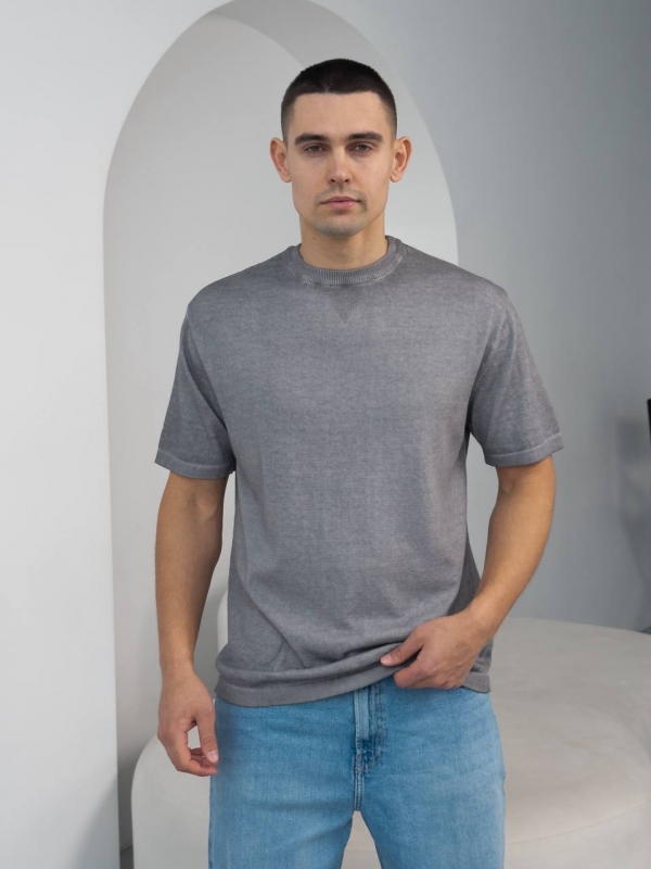 Серая трикотажная мужская турецкая футболка Ф-1521