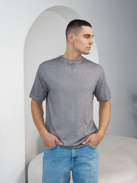 Серая трикотажная мужская турецкая футболка Ф-1521