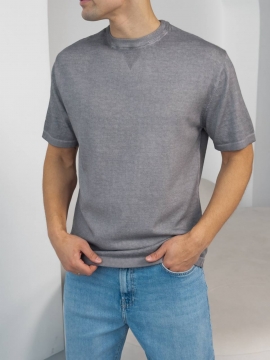 Серая трикотажная мужская турецкая футболка Ф-1521