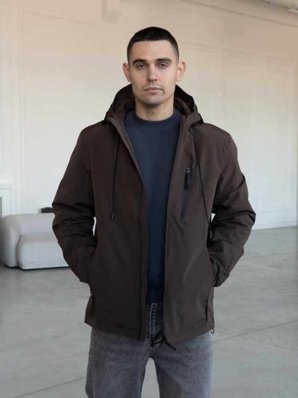 Темно коричнева чоловіча стильна куртка демісезонна К-1558