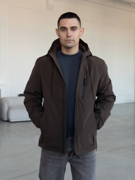 Темно коричнева чоловіча стильна куртка демісезонна К-1558