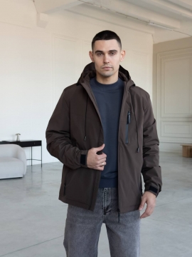 Темно коричнева чоловіча стильна куртка демісезонна К-1558