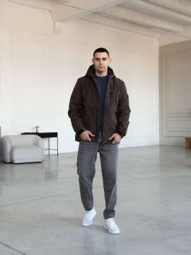 Темно коричнева чоловіча стильна куртка демісезонна К-1558