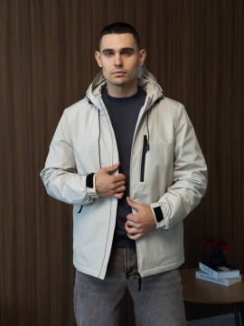 Мужская демисезонная курточка с капюшоном в светлом оттенке К-1560