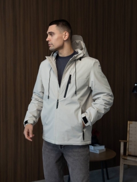 Мужская демисезонная курточка с капюшоном в светлом оттенке К-1560