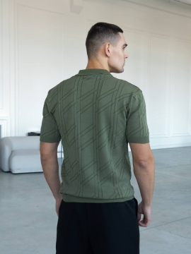 Мужское поло на змейке в зеленом цвете Ф-1522