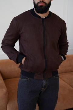 Темно коричневый мужской легкий весенний бомбер К-1568