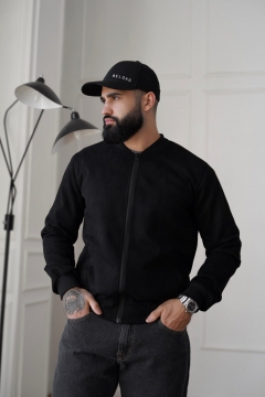 Чорний чоловічий легкий весняний бомбер на блискавці К-1570