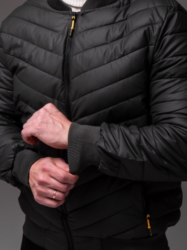 Стеганый мужской весенний бомбер темный хаки утепленный К-1575