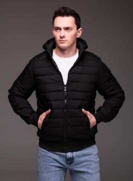 Стьобана демісезонна чоловіча куртка з капюшоном К-1576