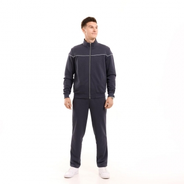 Темно серый мужской спортивный костюм на молнии весна осень К-987