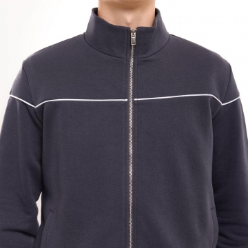 Темно серый мужской спортивный костюм на молнии весна осень К-987