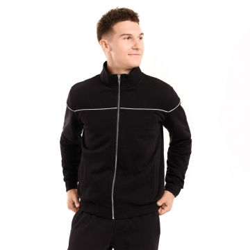 Черный весенний мужской спортивный костюм с кофтой на молнии К-988