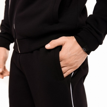 Черный весенний мужской спортивный костюм с кофтой на молнии К-988