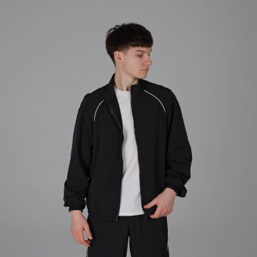 Черный мужской спортивный костюм из плащевки с лампасами К-990