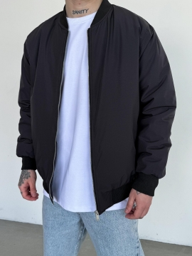 Весенний мужской бомбер в цвете графит свободного кроя К-1581