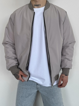 Легкий бежевый мужской демисезонный бомбер К-1582