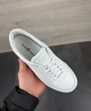 Белые мужские кеды из натуральной кожи Clubshoes Т-1038