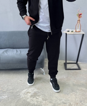 Демисезонный мужской костюм черный лакоста на молнии К-991