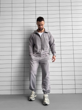Светло серый модный спортивный костюм RD на молнии с капюшоном К-995