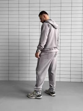 Светло серый модный спортивный костюм RD на молнии с капюшоном К-995