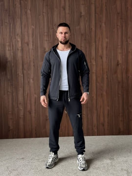 Весенний спортивный костюм со змейками и кофтой с капюшоном К-998