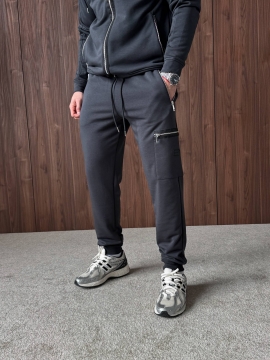 Весенний спортивный костюм со змейками и кофтой с капюшоном К-998