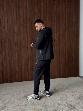 Весенний спортивный костюм со змейками и кофтой с капюшоном К-998