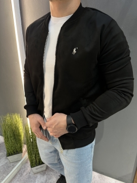 Черный стильный весенний бомбер Polo на молнии К-1588