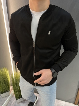 Черный стильный весенний бомбер Polo на молнии К-1588