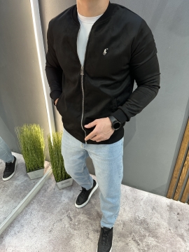 Черный стильный весенний бомбер Polo на молнии К-1588