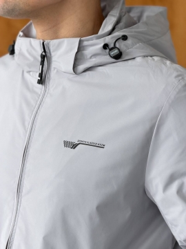 Чоловіча сіра куртка вітровка з капюшоном К-1589