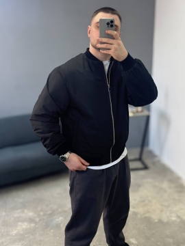 Черная мужская куртка бомбер на весну осень К-1595