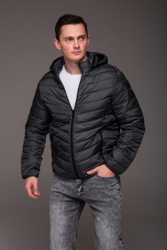 Мужская стеганая демисезонная темно серая куртка К-1599