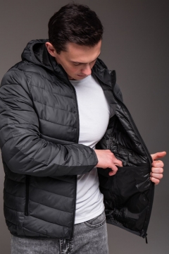 Мужская стеганая демисезонная темно серая куртка К-1599