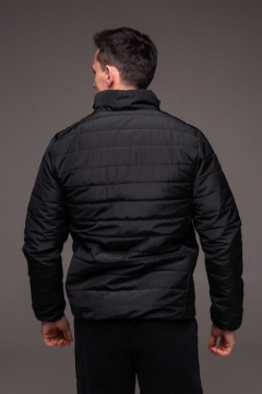 Черная стеганая мужская куртка без капюшона весна осень К-1600