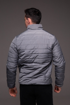 Стеганая серая куртка без капюшона на весну-осень К-1601