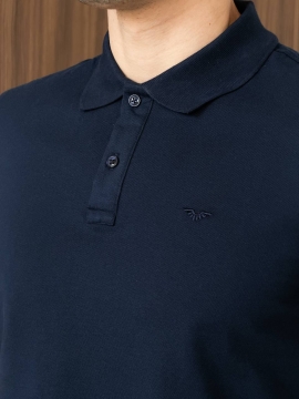Темно синя стильна турецька чоловіча футболка поло на 2 ґудзиках Ф-1546